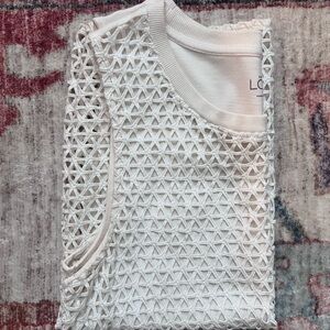 LOFT White Textured Sleeveless Top
